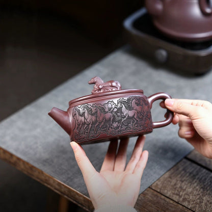 Rui Ma Cheng Xiang Han Wa Yixing Teapot | Raw Shi Hong Red Zisha Clay | Large 520ml