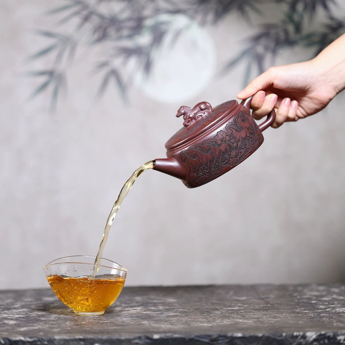 Rui Ma Cheng Xiang Han Wa Yixing Teapot | Raw Shi Hong Red Zisha Clay | Large 520ml