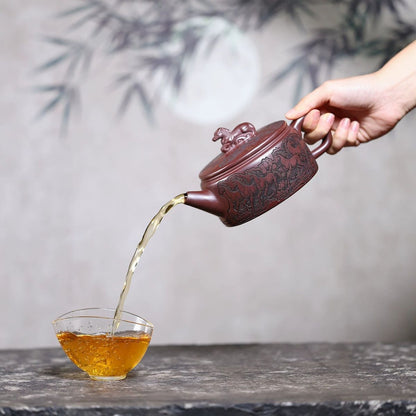Rui Ma Cheng Xiang Han Wa Yixing Teapot | Raw Shi Hong Red Zisha Clay | Large 520ml
