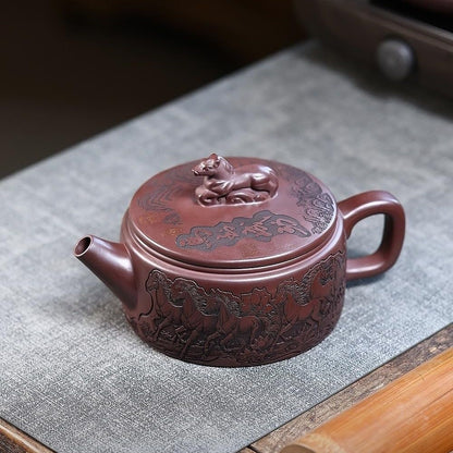 Rui Ma Cheng Xiang Han Wa Yixing Teapot | Raw Shi Hong Red Zisha Clay | Large 520ml