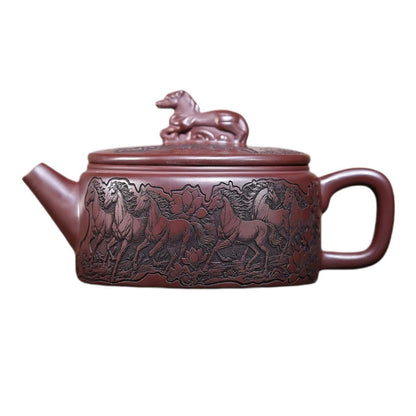 Rui Ma Cheng Xiang Han Wa Yixing Teapot | Raw Shi Hong Red Zisha Clay | Large 520ml
