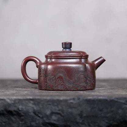 Long Ma Jing Shen De Zhong Yixing Teapot | Raw Gu Wu Ni Ancient Dark Clay | Handcrafted 370ml