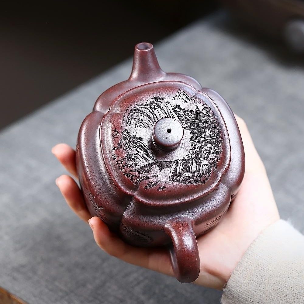 Long Ma Jing Shen De Zhong Yixing Teapot | Raw Gu Wu Ni Ancient Dark Clay | Handcrafted 370ml