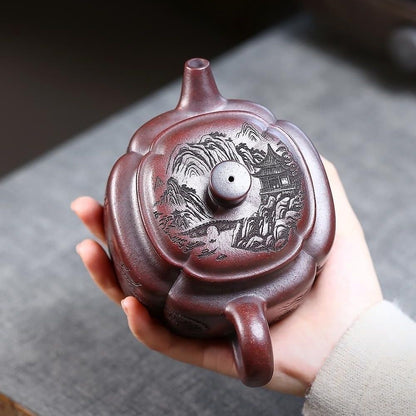 Long Ma Jing Shen De Zhong Yixing Teapot | Raw Gu Wu Ni Ancient Dark Clay | Handcrafted 370ml