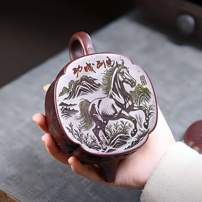 Long Ma Jing Shen De Zhong Yixing Teapot | Raw Gu Wu Ni Ancient Dark Clay | Handcrafted 370ml