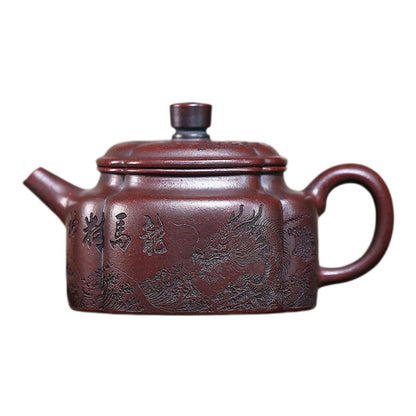 Long Ma Jing Shen De Zhong Yixing Teapot | Raw Gu Wu Ni Ancient Dark Clay | Handcrafted 370ml