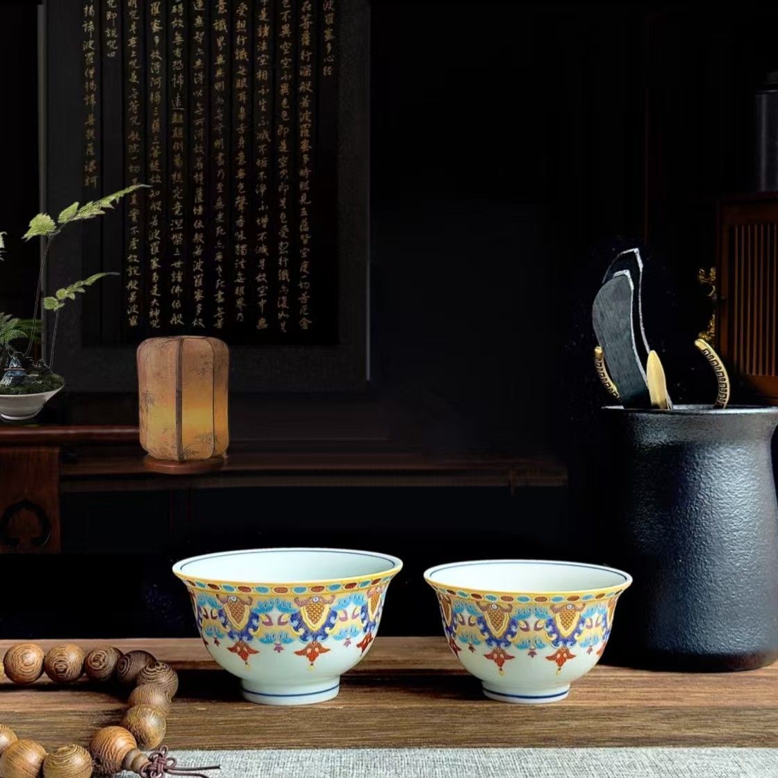 Jingdezhen Ying Luo Entangled Lotus 5-Piece Tea Set | High-Fire Porcelain | Gaiwan, Tray & Cups