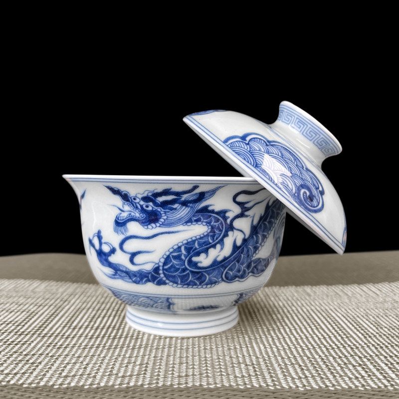 Jingdezhen Blue & White Dragon Gongfu Tea Set – Floral Dragon Porcelain | 5-Piece