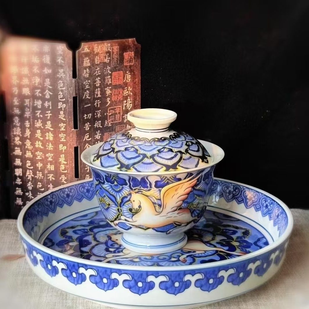 Jingdezhen Porcelain Gongfu Tea Set – Galloping Horse | Success & Prosperity | 5-Piece