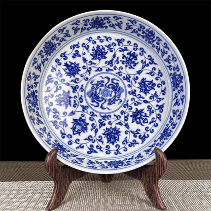 Jingdezhen Blue & White Porcelain Gaiwan Tea Set – Hand-Painted Lotus Scroll Design (5-Piece)