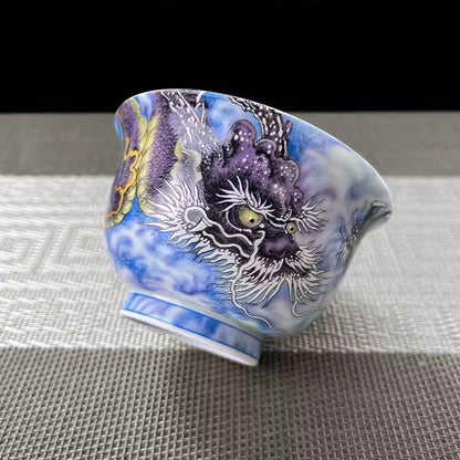 Jingdezhen Purple Dragon Gaiwan Tea Set – High-Fire Porcelain (5-Piece)
