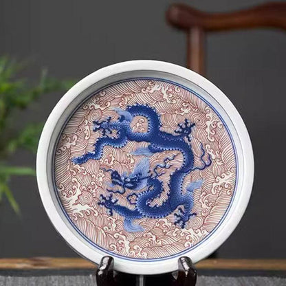 Jingdezhen Underglaze Red Dragon Gaiwan Tea Set – Shu Fu Glaze, Antique Style (5-Piece Gift Box)