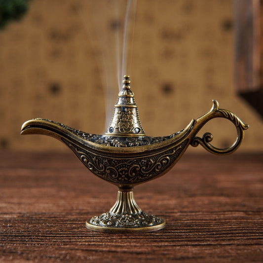 Aladdin Lamp Mini Incense Burner Gift Set – Chinese Incense Censer with 3 Xiang Yun Incense Discs