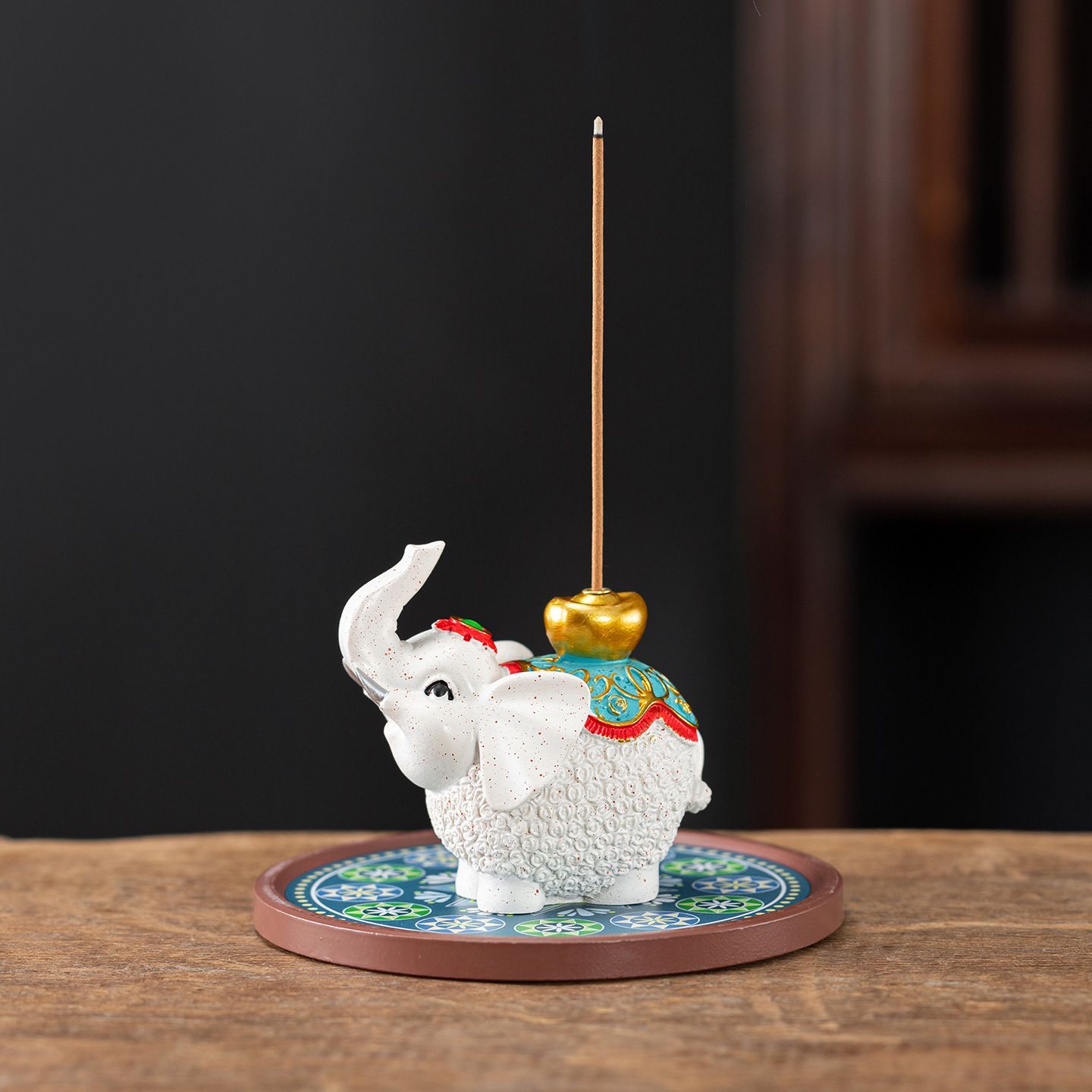 Lucky Elephant Ingot Incense Stick Holder Gift Set – with Ambergris Incense Sticks | Chinese Lucky Desk Incense Burner
