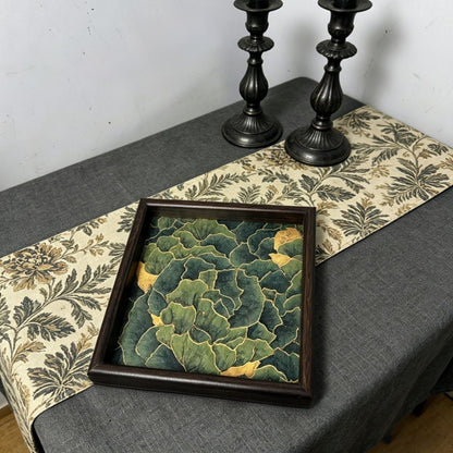 Qingyun Gold-Traced Art Tray Set of 2 – Square Botanical Pattern Tray for Tea Ceremony & Jewelry Storage (20cm)