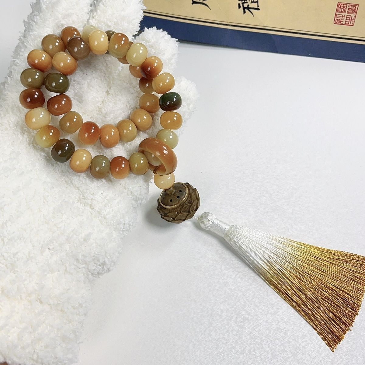 Green Mountain Dunhuang Bodhi Seed Bracelet – Lotus Bodhi Bead Mala for Meditation & Mindful Living
