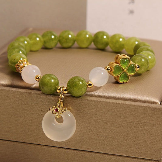 Natural Tourmaline Four-Leaf Clover Bracelet – Genuine Gemstone Mala for Love, Luck & Positive Energy