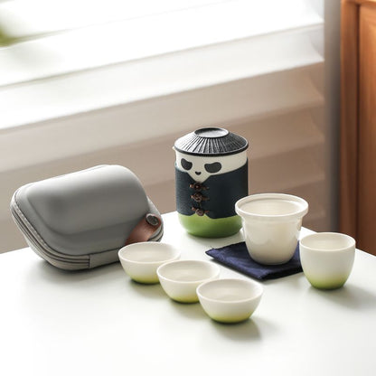 Wu Lin Panda Portable Travel Tea Set – Teapot, Master Cup & 3 Tasting Cups with Carry Bag