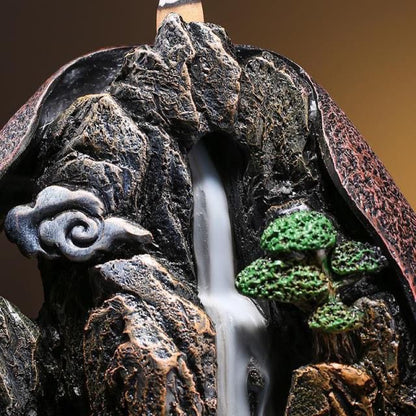Mountain Stream Backflow Incense Burner Set | Flowing Smoke Waterfall Effect | Zen Home Decor