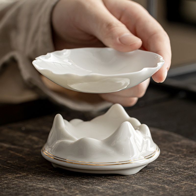 Mutton-Fat Jade Porcelain Tea Strainer Set | 3 Base Styles