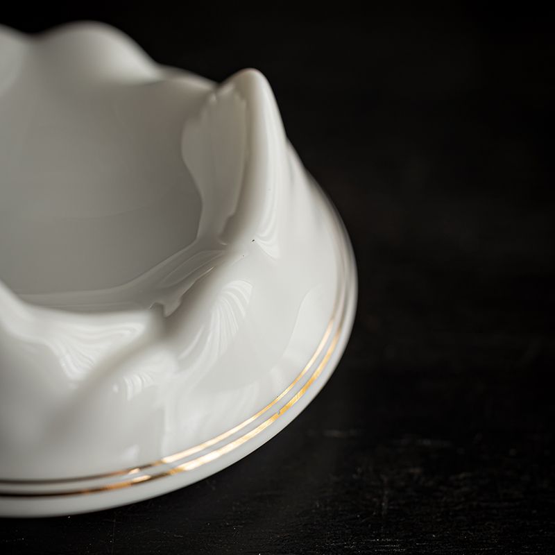 Mutton-Fat Jade Porcelain Tea Strainer Set | 3 Base Styles