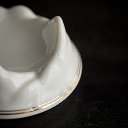 Mutton-Fat Jade Porcelain Tea Strainer Set | 3 Base Styles