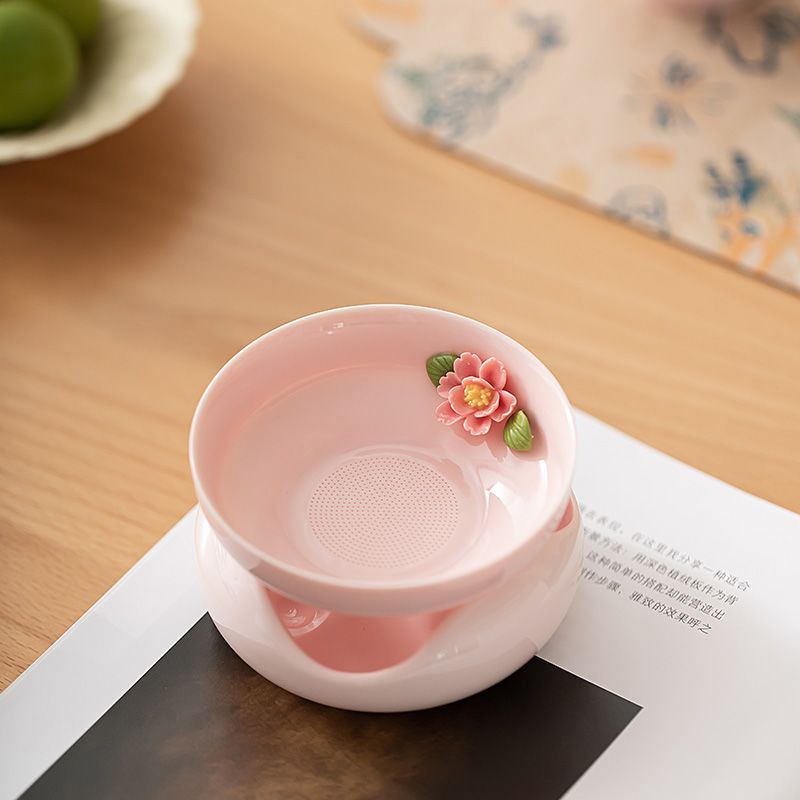 Handcrafted Floral Ceramic Tea Strainer | Gongfu Tea Accessory
