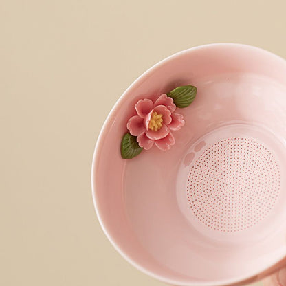 Handcrafted Floral Ceramic Tea Strainer | Gongfu Tea Accessory