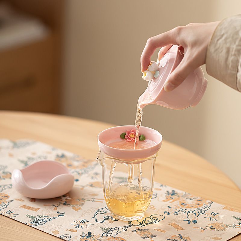 Handcrafted Floral Ceramic Tea Strainer | Gongfu Tea Accessory
