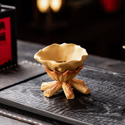Zisha Clay Mini Fire Basin Tea Strainer Set | Yixing Purple Clay Gongfu Teaware