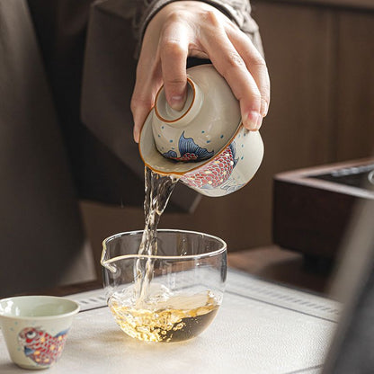 Ash Glaze Golden Arowana Travel Tea Set | Portable Gongfu Tea Kit