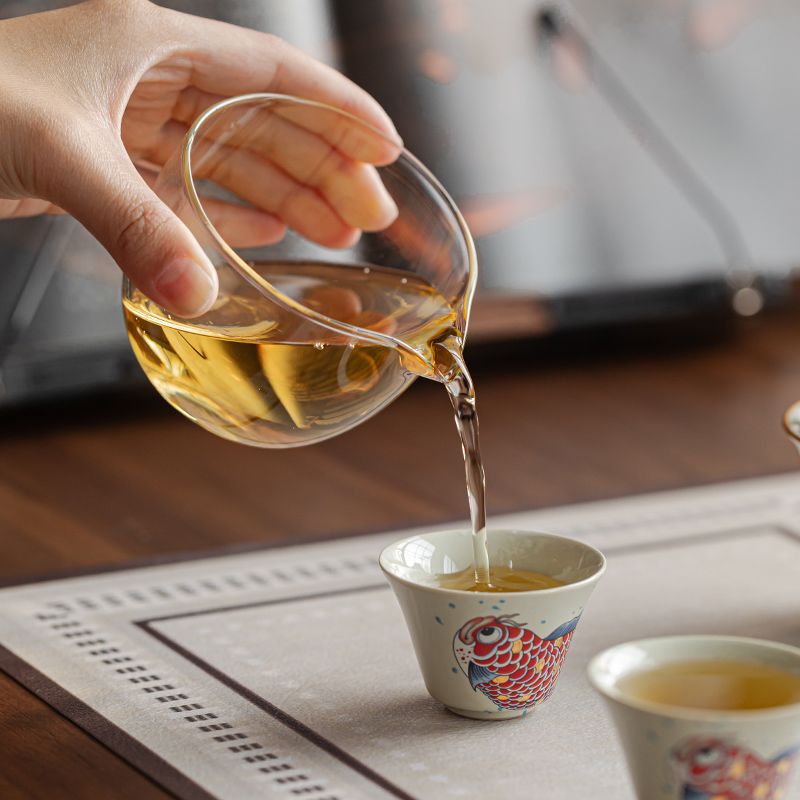 Ash Glaze Golden Arowana Travel Tea Set | Portable Gongfu Tea Kit