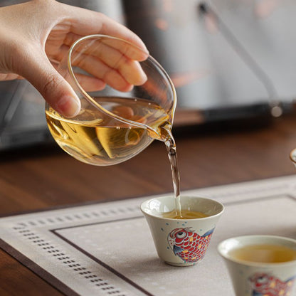Ash Glaze Golden Arowana Travel Tea Set | Portable Gongfu Tea Kit