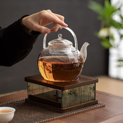 Bamboo & Wood Candle Tea Warmer with Ambient Screen