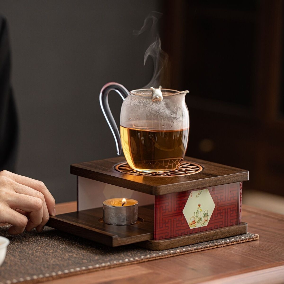 Bamboo & Wood Candle Tea Warmer with Ambient Screen