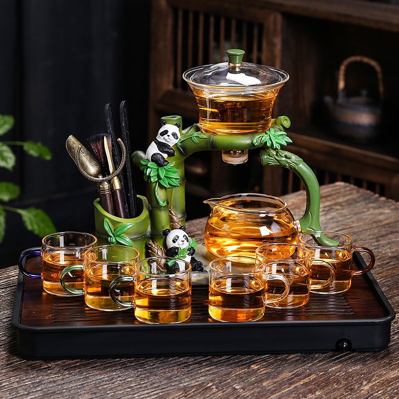 Bamboo Panda Glass Tea Set with Magnetic Tea Separator