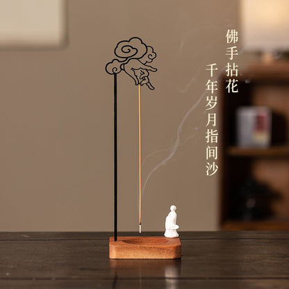Zen Inverted Incense Burner – 'Picking a Flower' with Monk Figurine