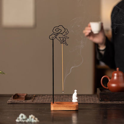 Zen Inverted Incense Burner – 'Picking a Flower' with Monk Figurine