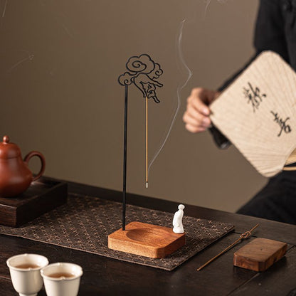 Zen Inverted Incense Burner – 'Picking a Flower' with Monk Figurine