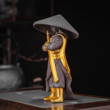 Jianghu Wandering Hero Zisha Tea Pet with Hat Tea Strainer