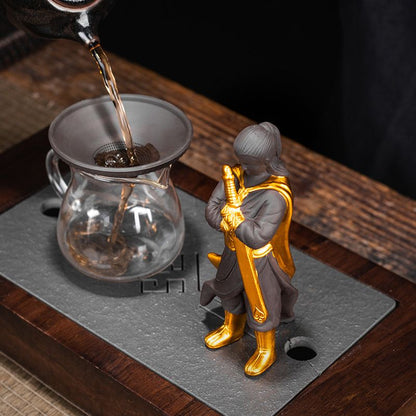 Jianghu Wandering Hero Zisha Tea Pet with Hat Tea Strainer