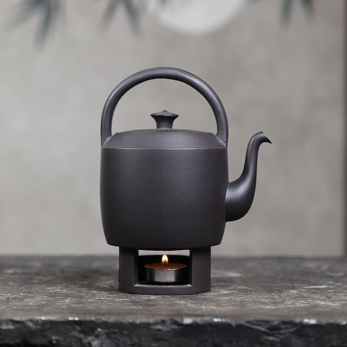 Handmade Yixing Purple Clay Boiling Kettle 700ml - Original Black Clay Handle Teapot for Stove Brewing