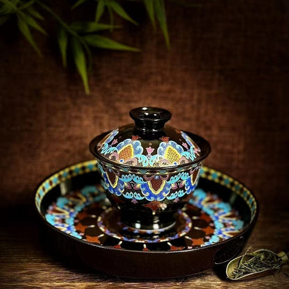 Jingdezhen Black Gold Enamel Gongfu Tea Set – Fàlàng Cǎi Porcelain | 5-Piece
