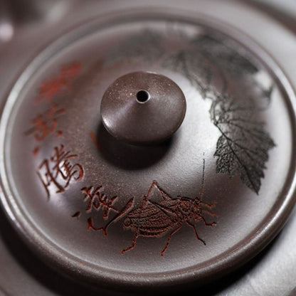 Fei Huang Teng Da Yixing Tea Set | Chi Long Xue Sha Red Dragon Clay | Teapot & 2 Cups