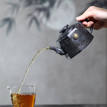 Shi Lai Yun Zhuan Rotating Yixing Teapot | Original-Ore Stone Yellow Clay | 330ml Handcrafted Zisha