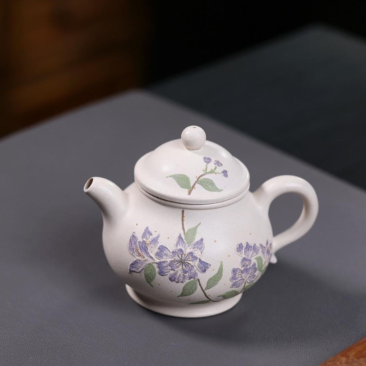 Ding Xiang Pan Hu Yixing Teapot | Raw White Jade Duan Ni Clay | Handcrafted 260ml