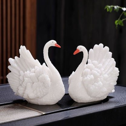 Color-Changing Swan Tea Pet Pair – Black to White with Hot Water | Gongfu Tea Ceremony Decor
