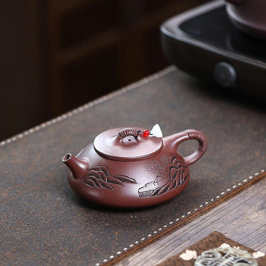 Semi‑Handmade Yixing Purple Clay "Mountain View" Teapot 240ml