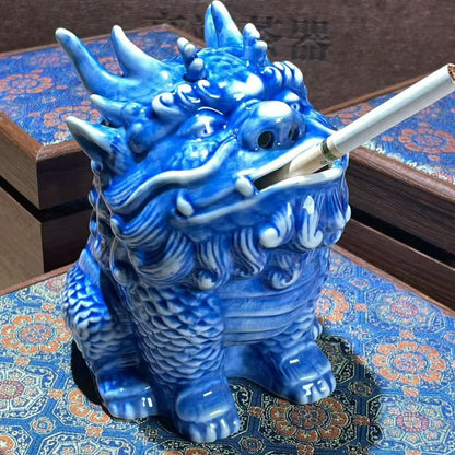 Jingdezhen Blue & White Porcelain Qilin Incense Burner | Handcrafted Tea Room Décor