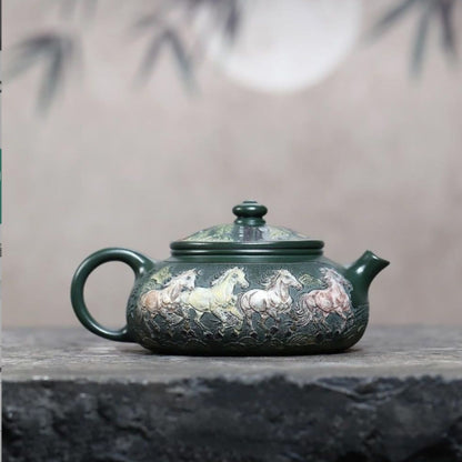 Yixing Purple Clay Teapot "Immediate Success - Cold River" 500ml - Handmade Mo Lv Ni